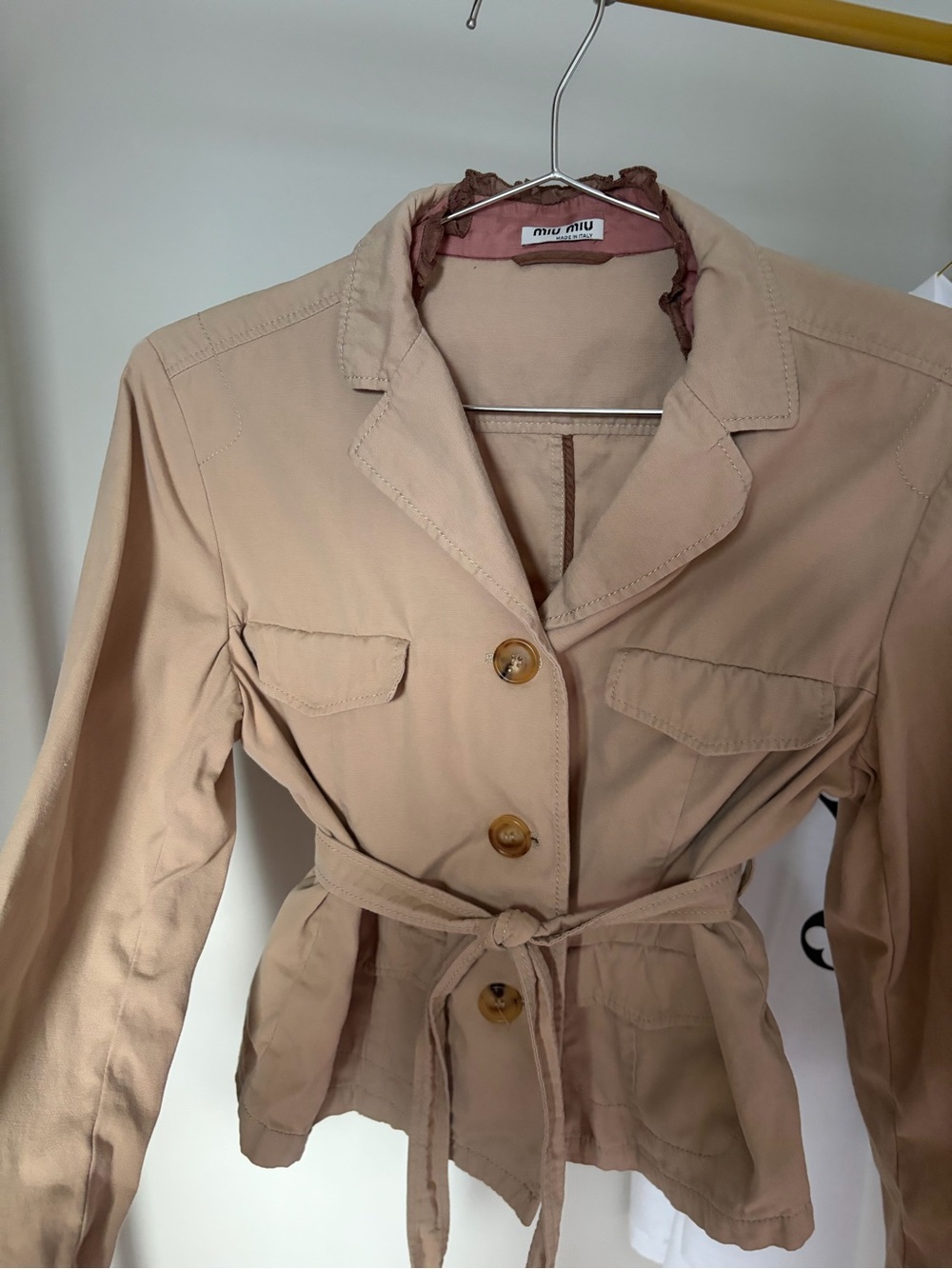 Miu Miu Taupe Belted Trench Jacket